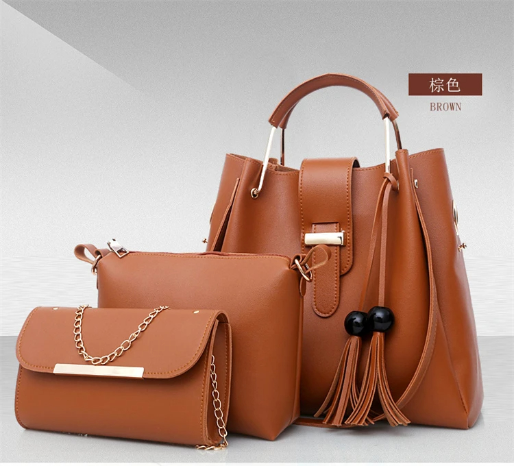 3pcs Leather Classic Ladies Shoulde Bag Set, 25*16cm - Image 6