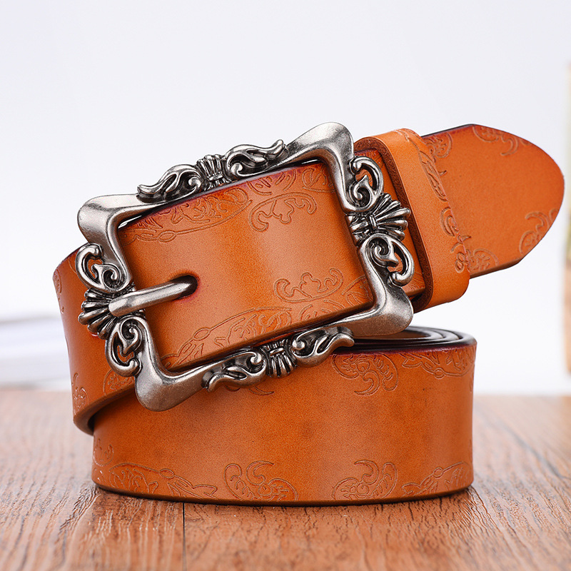 100% cowhide, 24k glossy pure steel buckle belt, width 3.8cm - Image 2