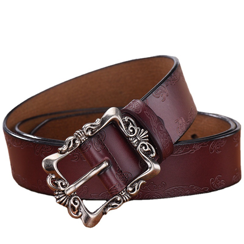 100% cowhide, 24k glossy pure steel buckle belt, width 3.8cm - Image 4