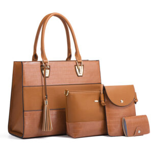 Vintage Elegant Leather Women Handbag Set